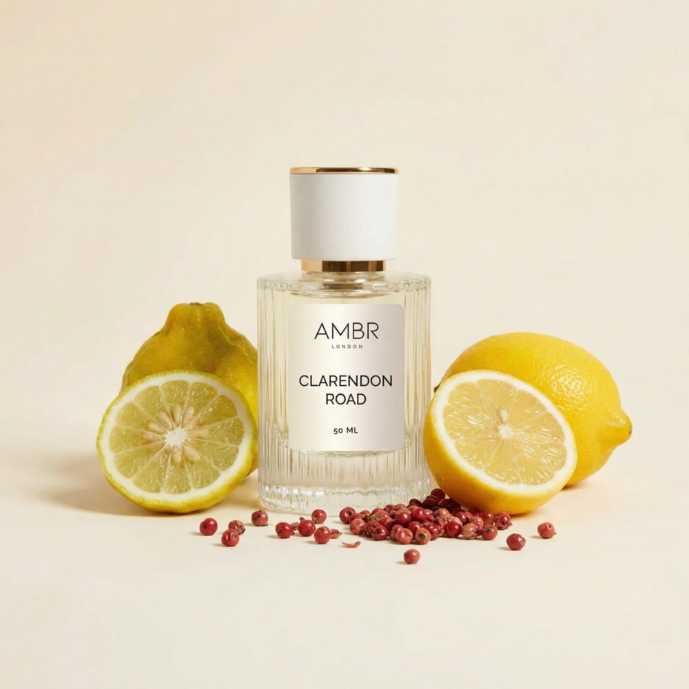 claredon road dupe perfume with notes of bergamot, lemon, and pink pepper
