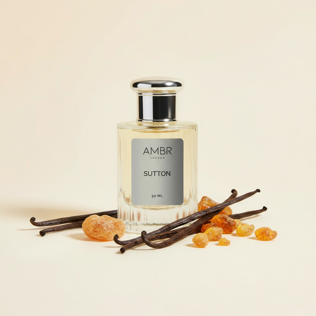 sutton dupe perfume with note ingredients Amber, Vanilla, 